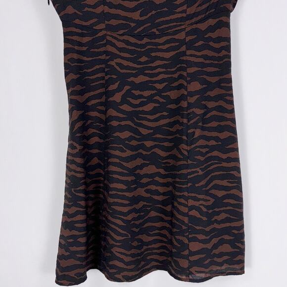 Madewell Dress Womens 0  Brown Black Zebra V-Neck Mini Abstract Animal - Picture 10 of 15